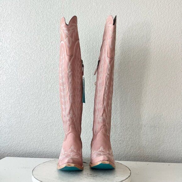 Lane LEXINGTON Over the Knee Womens Cowboy Boots 6 Pink Western Cowgirl Lace up - Picture 7 of 15